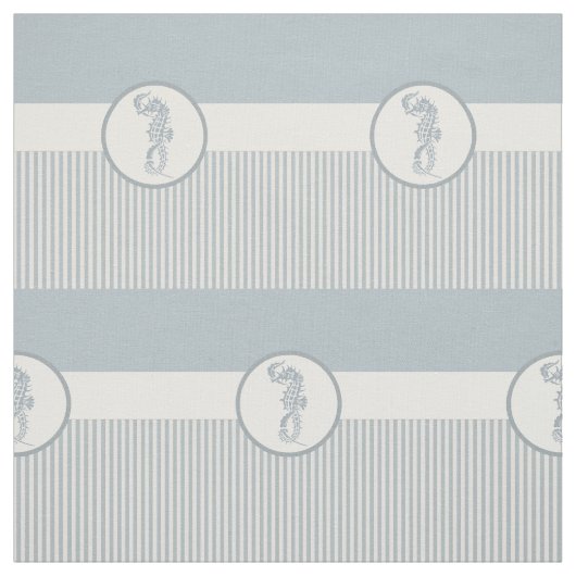Seepferd Blue Classic Nautical Elegante Stoff (Muster)