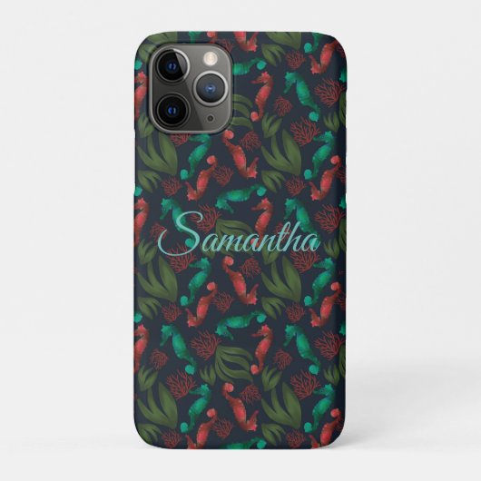 Seepferd Blue Nautic Personalisiert Case-Mate iPhone Hülle (Rückseite)