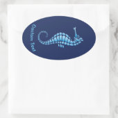 Seepferd Blue Ovaler Aufkleber (Tasche)