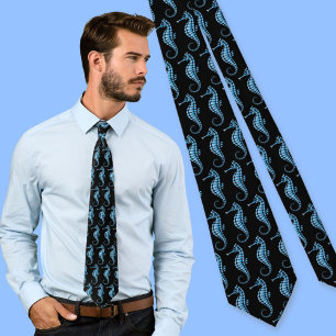 Seepferd Blue Pattern Krawatte