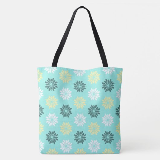 Seepferd Blume Aqua Tote Tasche (Rückseite)