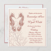 Seepferd - Braun Hochzeitseinladung Einladung (Vorne/Hinten)