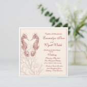 Seepferd - Braun Hochzeitseinladung Einladung (Stehend Vorderseite)