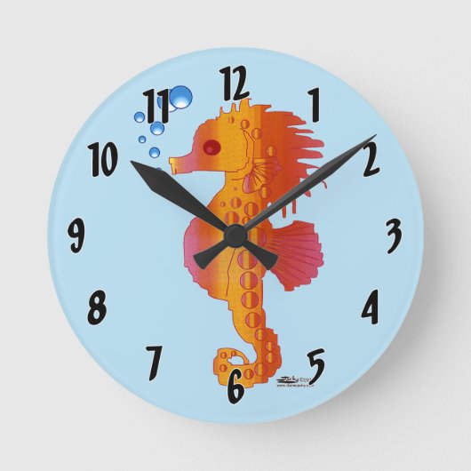 Seepferd Bubble Baby Runde Wanduhr (Vorderseite)