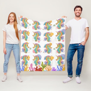 Seepferd Buntes Muster Fleecedecke