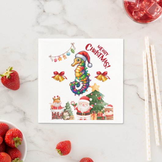 Seepferd Christmas Hat Xmas Serviette (Beispiel)