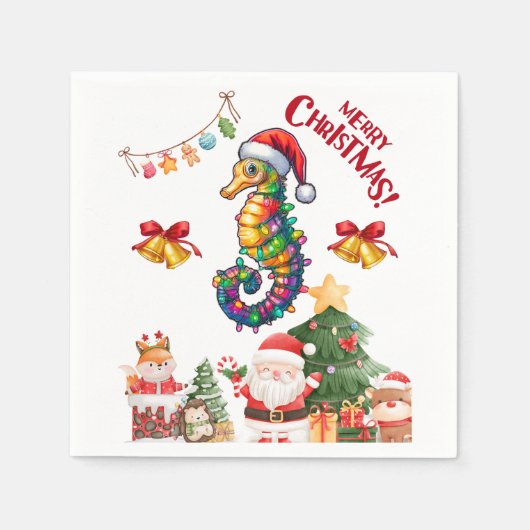 Seepferd Christmas Hat Xmas Serviette (Vorderseite)