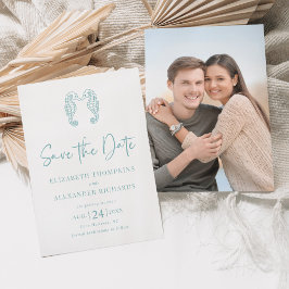 Seepferd Coastal Beach Aqua Blue Wedding Save The Date