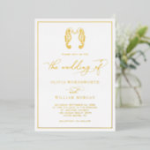 Seepferd Coastal Beach Elegante Script Wedding Folieneinladung (Stehend vorne)