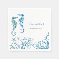 Seepferd Coastal Wasserfarbe Personalisiert Napkin