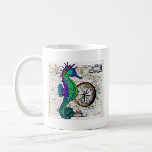 Seepferd Compass Collage Kaffeetasse (Links)