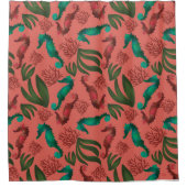 Seepferd Coral Nautic Muster Duschvorhang (Vorderseite)