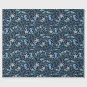 Seepferd Deep Blue Pattern Geschenkpapier (Flach)