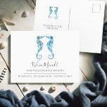 Seepferd der Wasserfarbe Änderung der Postkarten<br><div class="desc">Erzählen Sie Ihre neue Zuhause stilvoll mit unserem ausgeklügelten Adressenpostkartenwechsel. Dieses elegante Design besticht durch ein reizvolles blaues Seepferd in original handbemalter Aquarellkunst, ergänzt durch "We've Moved" in wunderschön handgeschriebener Schrift-Typografie. Passen Sie die Vorlagenfelder mit Ihrer neuen Adresse und Ihren neuen Namen an, um eine personalisierte Touch zu erstellen. Ideal,...</div>