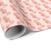 Seepferd-Doodle-Ornament: rosa Hintergrund. Geschenkpapier (Rolleneckpunkt)
