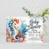 Seepferd Dreamscape Babydusche Einladung (Stehend Vorderseite)