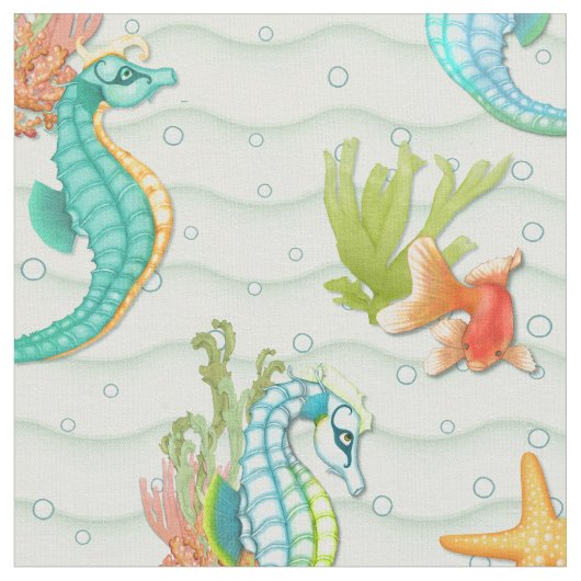 Seepferd Fantasy Stoff (Nahaufnahme)