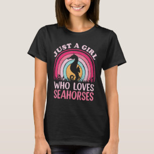 Seepferd Fisch Vintage Retro Nur Ein Mädchen Das L T-Shirt