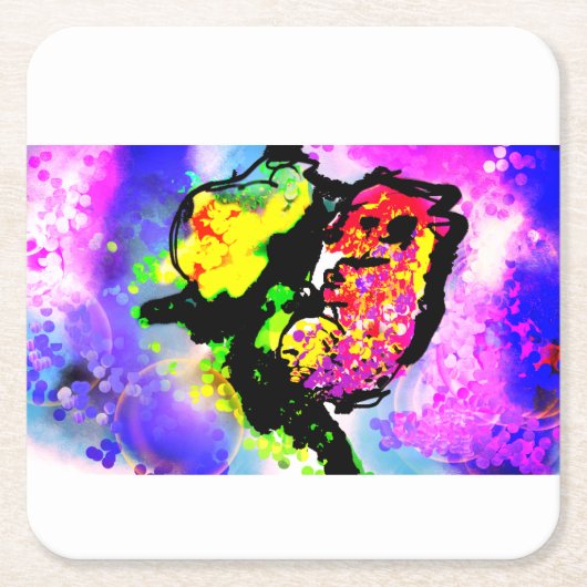 Seepferd Freude  Rechteckiger Pappuntersetzer (Vorderseite)