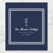 Seepferd für die blaue und weiße Küste Weinetikett (Einzelnes Label)