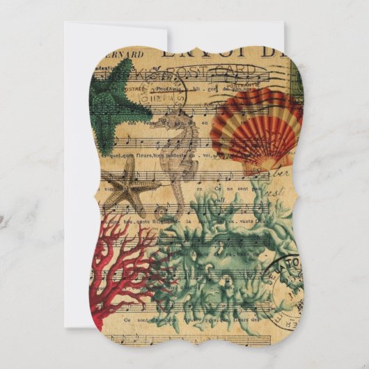 Seepferd für tropische Küstenkorallenmuscheln Einladung (Vorderseite)