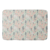 Seepferd Garden Grau und Peach Bath Mat Badematte (Vorderseite)