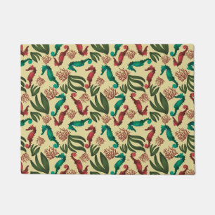 Seepferd Gelbes Wasserfarbmuster Fußmatte