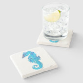 Seepferd Geschenke, Seepferd Untersetzer, Beach Ho Steinuntersetzer (Seitenansicht)