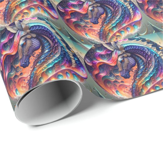 Seepferd Geschenkpapier Geburtstag, Mädchen Party (Rolleneckpunkt)