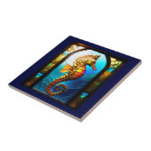 Seepferd Glasfenster 3D Strand aquatisch Fliese (Seite)