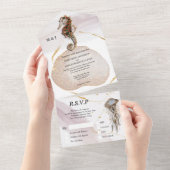 Seepferd Glitzer abstrakter Küstenstrand  All In One Einladung (Abreißen)