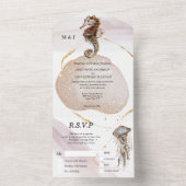 Seepferd Glitzer abstrakter Küstenstrand  All In One Einladung (Innen Boden)