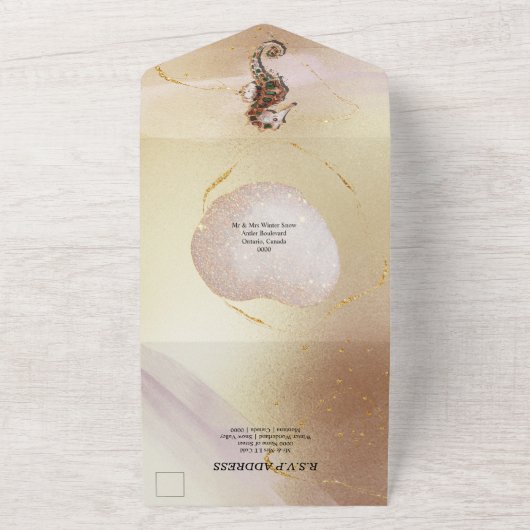 Seepferd Glitzer Gelee Fisch Rosa Goldstrand alle All In One Einladung (Außenbereich)