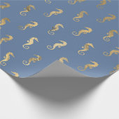 Seepferd Gold Shimmer Effekt Wrapping Paper Geschenkpapier (Ecke)