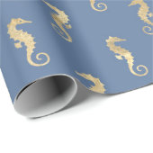 Seepferd Gold Shimmer Effekt Wrapping Paper Geschenkpapier (Rolleneckpunkt)