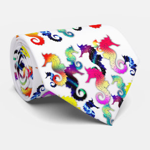 Seepferd Graphics in Rainbow Colors Krawatte