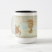 Seepferd, großer Reiher-Küstenstrand - Zweifarbige Tasse (Vorderseite Links)