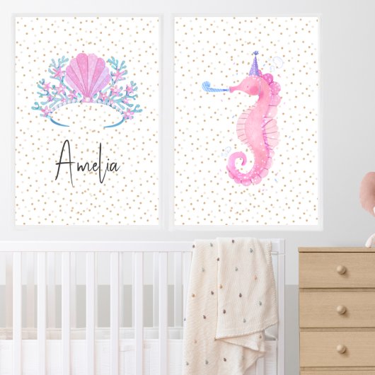 Seepferd Hippocampes Ocean Coastal Kinderzimmer Poster