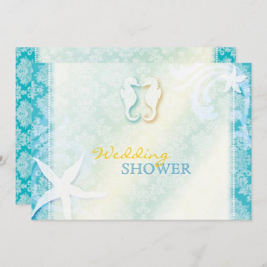 Seepferd Hochzeitsdusche Einladung (Vorne/Hinten)