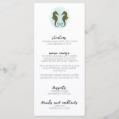 Seepferd Hochzeitsmenü für Wasserfarben Menükarte (Vorderseite)