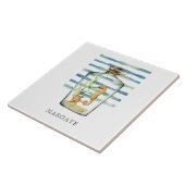 Seepferd in Aquarell in Flaschen Beach MARGATE Fliese (Seite)