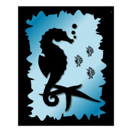 Seepferd in Blau Poster