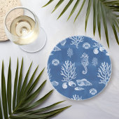 Seepferd in Blau und Weiß Getränkeuntersetzer