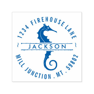 Seepferd in Circle Self-Ink Rücksendeadresse Brief Permastempel