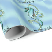 Seepferd in der Meerespflanze Geschenkpapier (Rolleneckpunkt)