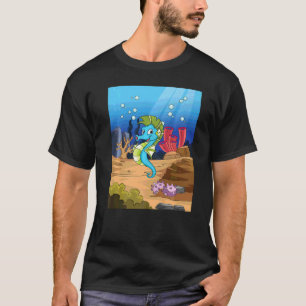 Seepferd in einer Unterwasserlandschaft mit Felsen T-Shirt