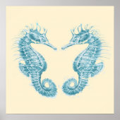 Seepferd in Liebe - aquamarin Poster (Vorne)