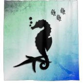 Seepferd ins Grüne Duschvorhang (Vorderseite)