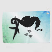 Seepferd ins Grüne Golfhandtuch (Horizontal)