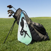 Seepferd ins Grüne Golfhandtuch (Gras)
